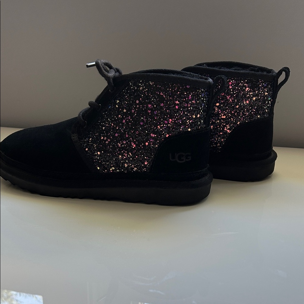 UGG Black and Pink Sparkle/glitter Neumel Boots size 37 worn once!